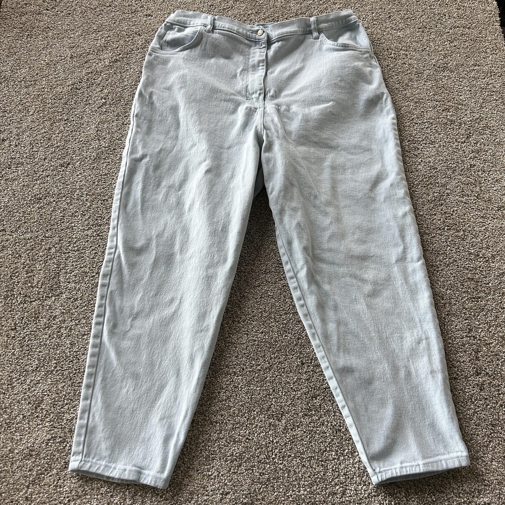 Vintage BonJour Tapered Jeans Womens 38" Light Wash Blue High Rise Stretch Denim